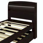 Twin XL Size Platform Bed with LED Headboard and Twin Trundle