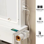 Left Drawer Makeup Vanity with LED Mirror and USB Power Station and Cushioned Stool