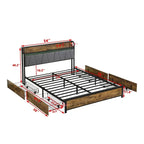 Storage Headboard with Charging Station and 4 Storage Drawers