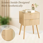 Mid Century Nightstand Modern Bedside Table with 2 Drawers