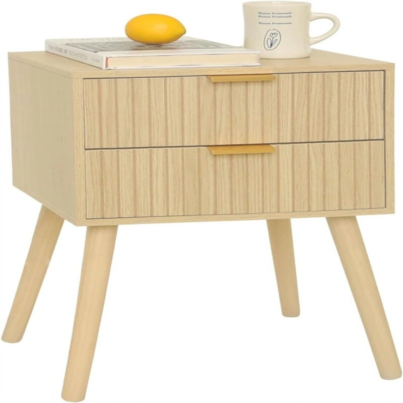 Mid Century Nightstand Modern Bedside Table with 2 Drawers