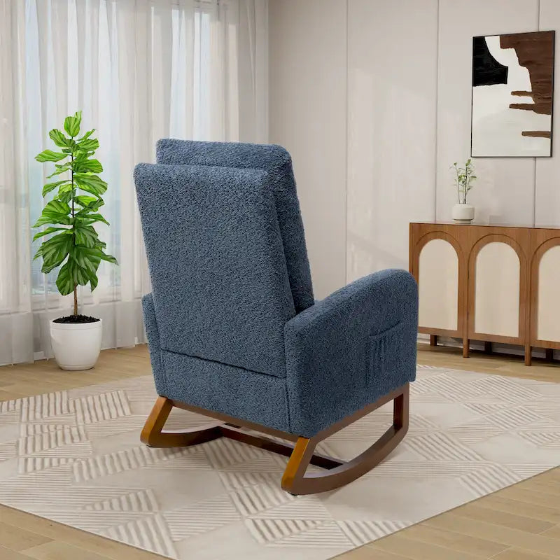 High Back Rocking Chair with Retractable Footrest
