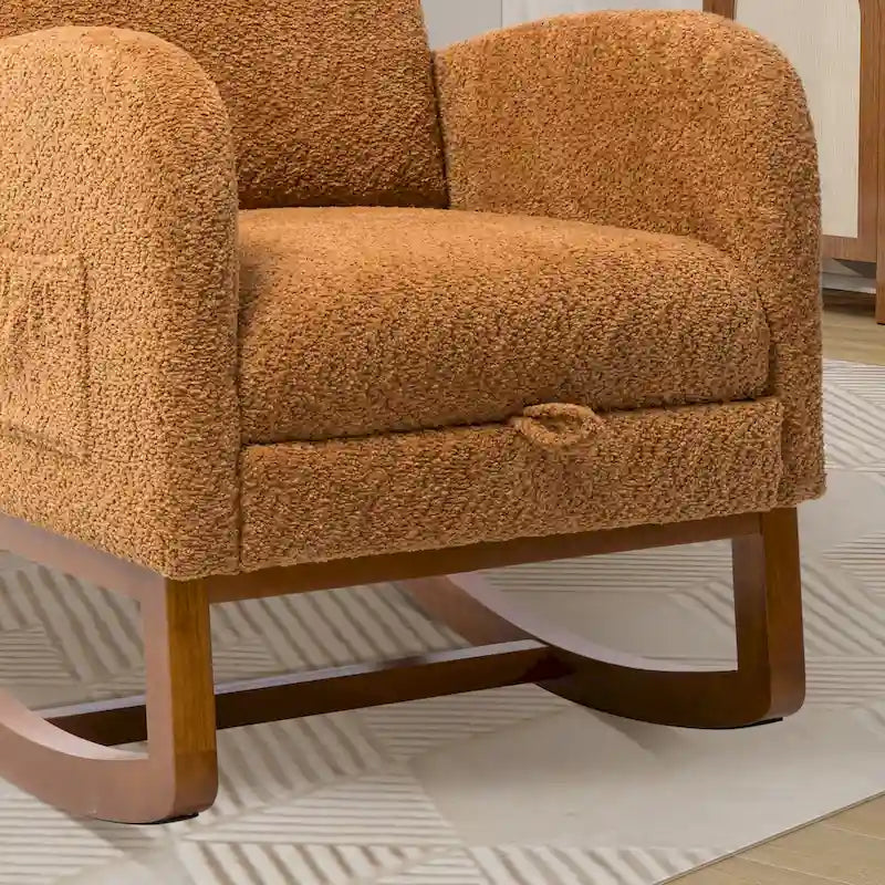 High Back Rocking Chair with Retractable Footrest