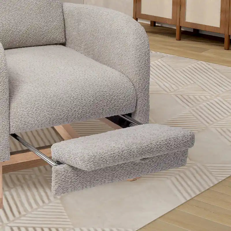 High Back Rocking Chair with Retractable Footrest