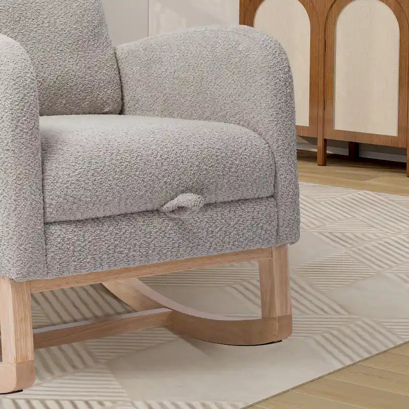 High Back Rocking Chair with Retractable Footrest