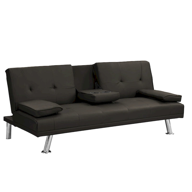 Wooden Sofa Bed with Armrest Two Holders