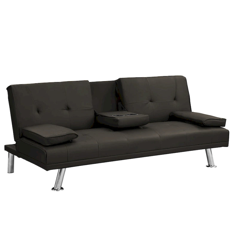 Wooden Sofa Bed with Armrest Two Holders