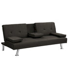Wooden Sofa Bed with Armrest Two Holders