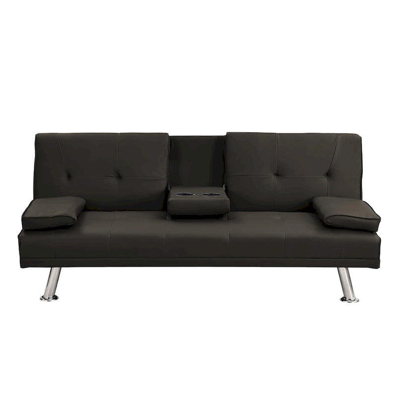 Wooden Sofa Bed with Armrest Two Holders