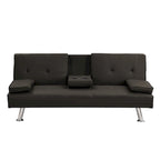 Wooden Sofa Bed with Armrest Two Holders