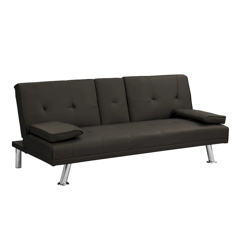 Wooden Sofa Bed with Armrest Two Holders