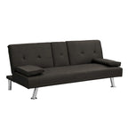 Wooden Sofa Bed with Armrest Two Holders