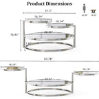 3 Tiers Round and Glass Coffee Table with 360 Degrees Rotating Top