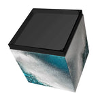 Sapphire Sea Reverse Printed Beveled Art Glass Cocktail Table with Black Plinth Base