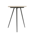 Round Side Table with Metal Base in Oak White and Black
