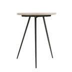 Round Side Table with Metal Base in Oak White and Black