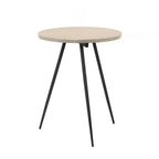 Round Side Table with Metal Base in Oak White and Black