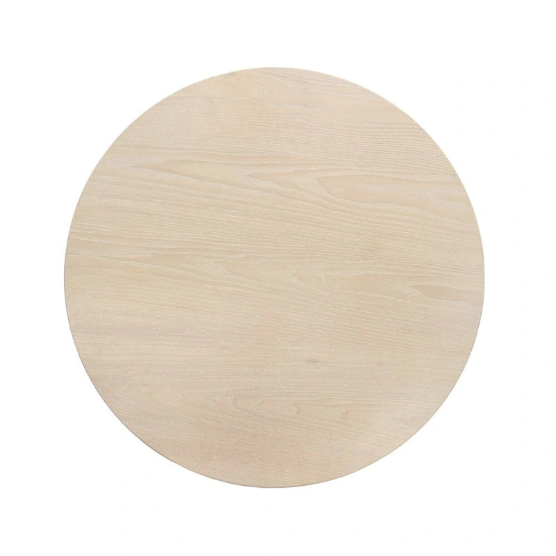 Round Side Table with Metal Base in Oak White and Black