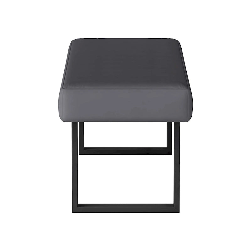 Gray Upholstered Entryway Bench with Steel Legs, Modern Accent Bench for Bedroom or Hallway