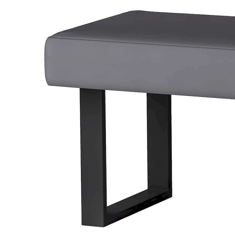 Gray Upholstered Entryway Bench with Steel Legs, Modern Accent Bench for Bedroom or Hallway