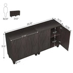 55-Inch Sideboard, Wood Buffet Cabinet with Adjustable Shelf