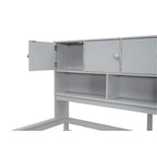 Full Size Wooden Loft Bed Big Storage with Under-bed Desk, with Drawers, with Shelves