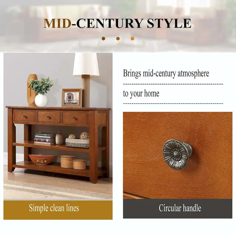 48 Solid Pine Wood Top Console table