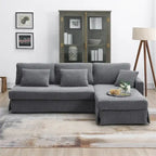 Modern L-Shaped Corduroy Sectional Sofa with Reversible Chaise, 4-Seat Living Room Couch