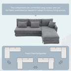 Modern L-Shaped Corduroy Sectional Sofa with Reversible Chaise, 4-Seat Living Room Couch