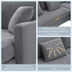 Modern L-Shaped Corduroy Sectional Sofa with Reversible Chaise, 4-Seat Living Room Couch