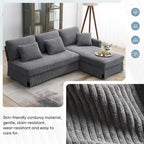 Modern L-Shaped Corduroy Sectional Sofa with Reversible Chaise, 4-Seat Living Room Couch