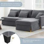 Modern L-Shaped Corduroy Sectional Sofa with Reversible Chaise, 4-Seat Living Room Couch