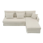 Modern L-Shaped Corduroy Sectional Sofa with Reversible Chaise, 4-Seat Living Room Couch