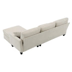 Modern L-Shaped Corduroy Sectional Sofa with Reversible Chaise, 4-Seat Living Room Couch