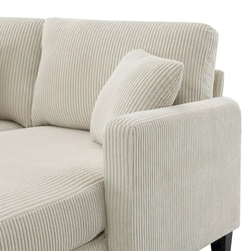 Modern L-Shaped Corduroy Sectional Sofa with Reversible Chaise, 4-Seat Living Room Couch