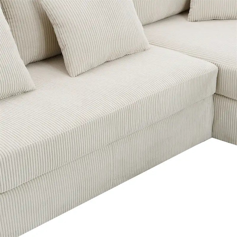 Modern L-Shaped Corduroy Sectional Sofa with Reversible Chaise, 4-Seat Living Room Couch