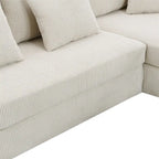 Modern L-Shaped Corduroy Sectional Sofa with Reversible Chaise, 4-Seat Living Room Couch
