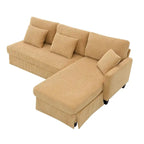 Modern L-Shaped Corduroy Sectional Sofa with Reversible Chaise, 4-Seat Living Room Couch