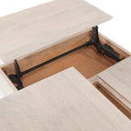 Mango Wood Lift Top Coffee Table in White, Dual Lift Sections for Storage and Desk Use