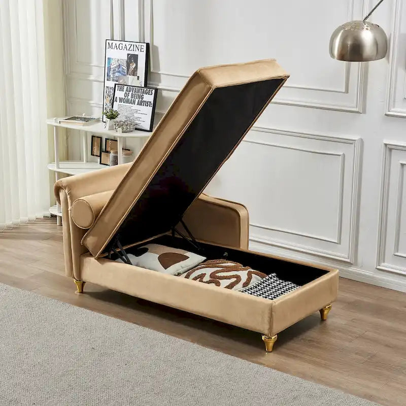 Modern Upholstery Chaise Lounge Chair with Storage Velvet