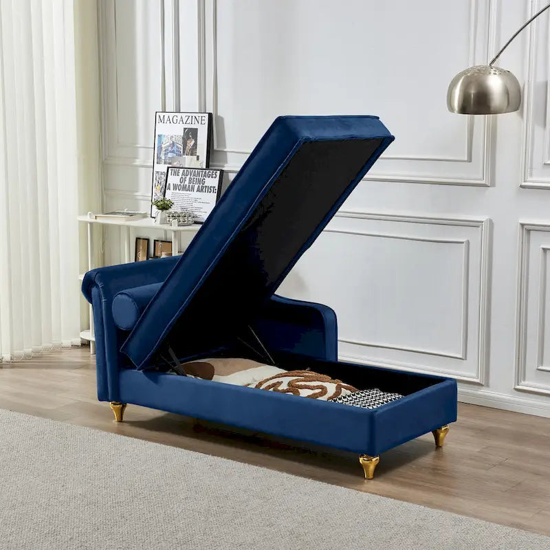 Modern Upholstery Chaise Lounge Chair with Storage Velvet