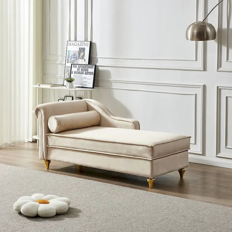 Modern Upholstery Chaise Lounge Chair with Storage Velvet