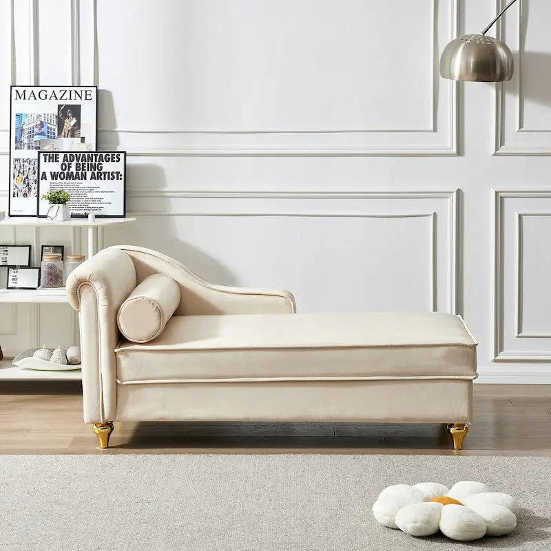 Modern Upholstery Chaise Lounge Chair with Storage Velvet