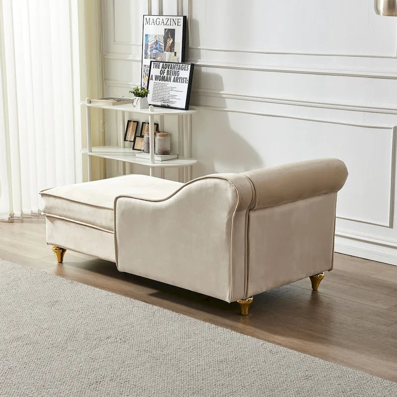 Modern Upholstery Chaise Lounge Chair with Storage Velvet