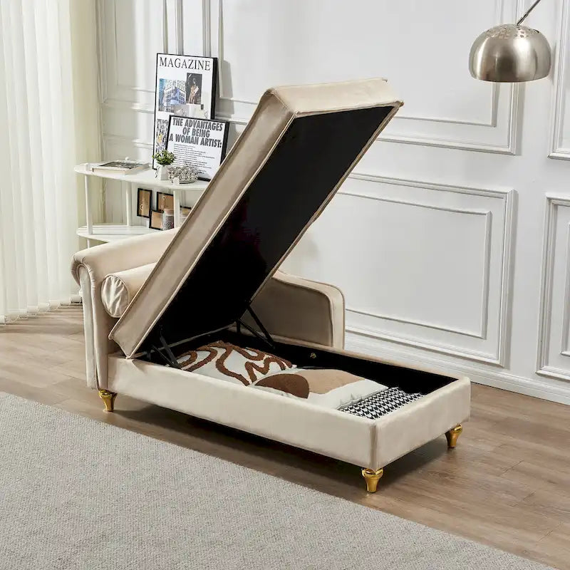 Modern Upholstery Chaise Lounge Chair with Storage Velvet