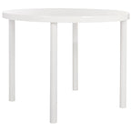 Round White Dining Table 39.4"x39.4"x30", Glossy Finish with Modern Tubular Legs, Seats 4