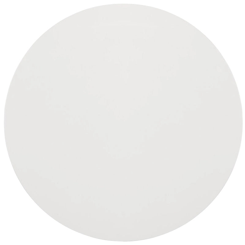 Round White Dining Table 39.4"x39.4"x30", Glossy Finish with Modern Tubular Legs, Seats 4